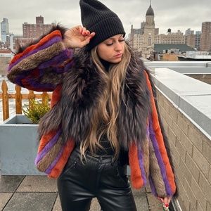 STYLISH REAL FUR MULTICOLOR JACKET